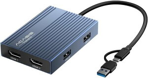 ACASIS USB C - �f���A�� HDMI DisplayLink �A�_�v�^�[�A4K@60Hz�Ausb hdmi �ϊ��A�_�v�^ HDMI �|�[�g 2 �� USB-A �|�[�g 3 �A100W PD �[�d�AMac M1/M2/M3/Windows