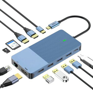 12-in-1USBC�h�b�L���O�X�e�[�V����100WPD�[�d�Ή�4K�g���v���f�B�X�v���C(HDMI/DP)�M�K�r�b�gLANUSB3.1Gen2(10Gbps)SD/TF�J�[�h���[�_�[