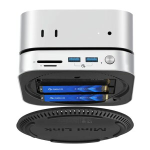 ORICO MiniLink Mac mini M4�Ή��h�b�L���O�X�e�[�V���� USB4 40Gbps�������f�[�^�]�� 7-IN-1 M.2 SSD �X���b�gx2(NVMe) USB-A(10Gbpsx3)Micro/SD�J�[�h�X���b�g4.0