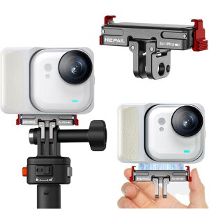 Insta360GoUltra�J�����Ή��N�C�b�N�����[�X�}�E���g�b���ŕ���g�����������C�A�_�v�^�[1/4�l�W�J�����}�E���g�܂肽���݃}�O�l�b�g�g���}�E���g�������b�N�h��ɋ����l�b�N�X�g���b�v�A�c