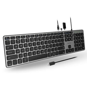 MACALLY �v���~�A���L��USB C�L�[�{�[�h USB�|�[�g�t�� - �ő�3��̃f�o�C�X�ɐڑ� - (USB-A 2 | USB-C�|�[�g1��) - Mac Mini/Pro iMac MacBook iPad PC�p- �t���T�C�Y