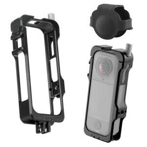 SelensInsta360X4Air�p�g���P�[�W�A���~�������S�i�J�����ی�P�[�X�}�E���g�t���[���A�N�Z�T���[1/4�l�W���A�����Y�L���b�v�t���ϏՌ����@�\�t���[���O�r�ALED���C�g�A�����\