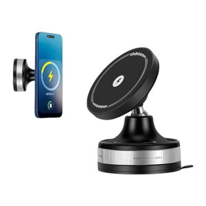 スマホホルダー車ワイヤレス充電【15W急速充電MagSafe対応】マグセーフ充電器車真空吸着手動強力吸盤車載スマホホルダー充電真空吸着式スマホホルダー真空スマホホルダー車360°回転折り…
