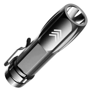 ノーブランド品懐中電灯超ミニサイズ充電式明暗調光3モード照明点滅100m照射一時間連続点灯自転車ライト防水IPX5耐衝撃フック付き充電ケーブル付き