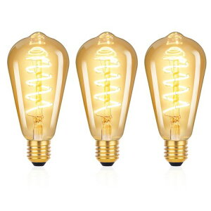 aurogeekLED電球E26口金エジソン電球ST64螺旋フィラメント4W300LM2700K30W形相当電球オシャレ雰囲気調光器非対応レトロ広配光ペンダント用3個入り