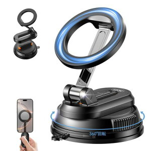 Magsafeスマホホルダー車マグネット【耐高温耐寒】【真空吸盤+超強磁力】ホルダー多角度自由調節360°回転な台座車載スマホスタンド24xN55磁石片手操作1秒で着脱車用品携帯ホルダー車折り…