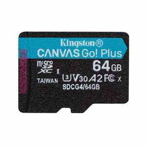 Kingston Canvas Go Plus microSDXC �������[�J�[�h Gen4 200MB/s A2 U3 V30 64GB �J�[�h + �A�_�v�^�[ - SDCG4/64GB