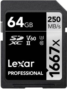 Original Lexar 1667x V60 250MB/s Flash Memory sd cards 64GB 128GB 256GB UHS-II U3 Card high speed SDXC For 3D 4K HD video 64GB