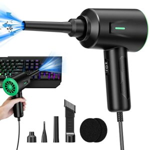 Goweto電動エアダスター-エアブロワー-キーボード用多目的圧縮空気ダスター-コンピュータとPC-163g強力なモーター(緑)