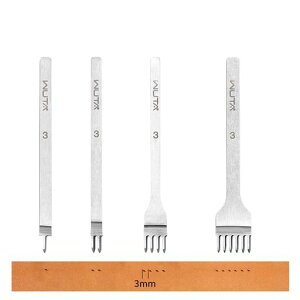 WUTAレザークラフト菱目打ちアップグレードレザークラフト工具4本鋼製穴あけツールセット皮革工芸DIY用手作道具(3mm1+2+4+6)