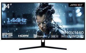 JAPANNEXT34C`Q[~Oj^[144Hz8msUWQHD3440x1440𑜓xIPSplfBXvC(HDMI/DisplayPort/VESAΉ/u[CgJbg/p178°)