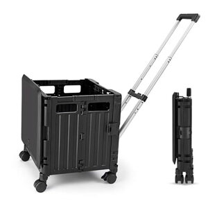 Pejevirキャリーカート折りたたみショッピングカート角度調整可能なハンドル一体式のふた付き耐荷重50KG買い物カート静音4輪自在後輪ストッパー付きアウトドア防災キャンプ用荷物運び大…