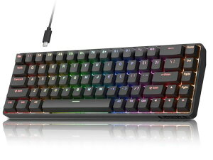 DIERYADK68C���s�b�h�g���K�[���J�j�J���Q�[�~���O�L�[�{�[�h���C�X�C�b�`�L�[�{�[�hRGB�o�b�N���C�g�L��Type-C�R���p�N�g68�L�[�S�L�[���Փ�Windows/Mac/Linux�Ή��p��z��(�u���b�N)