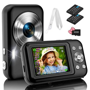 BofypooデジタルカメラデジカメMicroSDカード付属長いストラップ付き4400万画素HD1080P録画16倍ズーム2.4インチIPSスクリーンビデオ録画ウェブカメラ多機能カメラ使いやすい軽量小型(ダークブ…