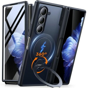 MOBOSIforSamsungGalaxyZFold6�P�[�X[Magsafe�Ή�]�A[�����O�X�^���h&�q���W�ی�&�X�N���[���v���e�N�^�[����]S�y���z���_�[�t��ZFold6�p�t���{�f�B�X�����ϏՌ��X�}�z�P�[�X�A�u���b�N