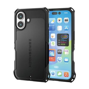 �G���R�� iPhone 17 �P�[�X �J�o�[ �ϏՌ� �Ռ��z�� ZEROSHOCK [�t�B�����t��] �n�j�J���\�� 4�p�_���p�[ �J���������Y�ی�݌v �u���b�N PM-A25AZEROBK