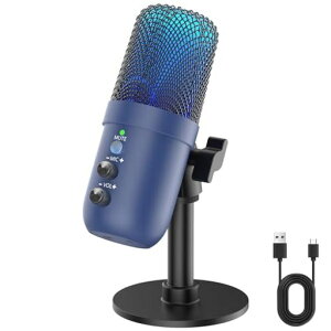 コンデンサーマイクUSBマイクゲーミングマイクPCマイク卓上192kHz/24bitアクティブノイズキャンセリングエコモード搭載RGBライトカーディオイド静音機能付き高感度集音多機能プラグ&プレイ…