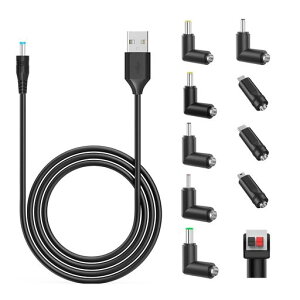 USB DC �P�[�u�� 2m �ϊ��v���O�t�� 11 in 1 Popolier DC�[�d�R�[�h 5.5x2.1mm usb dc �ϊ� �P�[�u�� DC �W���b�N DC �v���O 5.5mm �J����/�^�u���b�g/�g�ѓd�b/��@�p