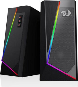Redragon GS520 RGB �f�X�N�g�b�v�X�s�[�J�[ 2.0�`�����l�� PC �R���s���[�^�[�X�e���I�X�s�[�J�[ 6�̃J���t����LED���[�h �������ꂽ�T�E���h�ƊȒP�ȃA�N�Z�X�{�����[���R���g���[�� USB�d�c
