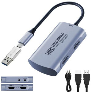 Guermok 4K@60FPS�^��Ή� HDMI�L���v�`���J�[�h|USB-C�ڑ�(USB-C�E�������A�A�_�v�^�[�t��)|4K@60Hz�p�X�X���[|2K@144FPS|3.5mm�I�[�f�B�I���́E�}�C�N�o��|Switch 2/1�EPS5/4�EQuest