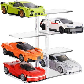 NiHome 3段式 ミニカー用 駐車場ディスプレイスタンド アクリル製 縦型 収納ラック