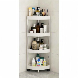バスルーム浴室用ラックコーナーお風呂洗面所3~5段のシャンプーラック水切り浴室収納台所調味料収納バスルーム整理(ホワイト4階(36x88x26cm))