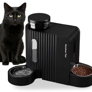 GardnerPet6L大容量ステンレスx2無電重力式自動給餌器猫犬【給餌器3L+給水器3L】一体型おしゃれデザイン自動餌やり機ステンレス製ボウル取り外し可能丸洗い可能犬猫兼用留守番長持ちモダ…