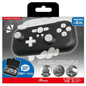 アンサーSwitch/SwitchLite用ワイヤレスコントローラJr.ブラック【NintendoSwitch動作確認済み】手の小さい方に最適無線TURBO連射/連射ホールド機能付きジャイロ・加速度センサー搭載日本メーカー