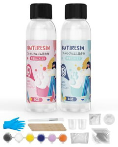 BUTIRESINスクイーズレジンセット(4oz+4oz)スクイーズレジンスターターキット1:1重量比ミックス手作りDIY減圧贈り物子供大人原液手芸日本語の説明書