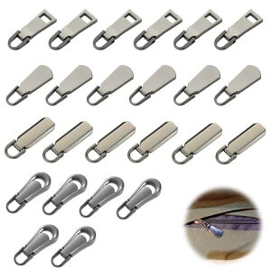EsiFareファスナー引き手交換用4種類24本チャック修理部品ジッパーパーツ取っ手スライダーファスナーチャームジッパープル金具交換用ファスナージッパー修理キット合金修復DIY手芸手作り