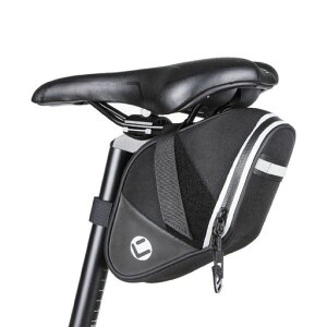 AKEIEサドルバッグストラップ式自転車用大容量1.5L耐水性撥水機能付き反射材付きテールライトハンガー付き取り付け簡単自転車バッグ(ブラック)