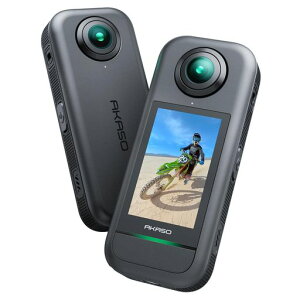 AKASO 360 360�x�J���� �A�N�V�����J����-5.7K360�x���� 72MP360�x�ʐ^ �V�^1/2�C���`48MP�Z���T�[ 360�x�����ێ� 360° �X�[�p�[�X���[�X ���艻�@�\ AI�ҏW �����Ȃ����B��_���� 2.29�h �^�b�`�X�N���c