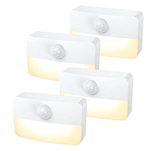 AMIRLED人感センサーライトキッチン用ライトLEDライトナイトライトバス用ライト夜間ライト電池式モーションセンサー搭載ワイヤレス小型玄関階段室内照明イェロー4セット