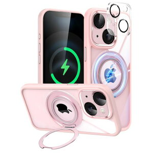 DonocaoiPhone15�p�P�[�XMagSafe�Ή�360°��]�����O�X�^���h�N���A�w�ʓ������킢���V���R���G�b�W�ϏՌ����^���R�Ɏ�t���O���J�����J�o�[4KHD�K���X�t�B���������Y�S�ʕی�}�O�l�b�g���c