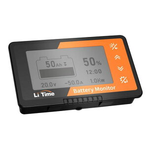 LiTime�o�b�e���[���j�^�[500A�V�����g�t��8V-120VRV�I�[�g�o�C�S���t�J�[�g�\�[���[�p�l���p�d�����j�^�[�d���vLCD�X�N���[���o�b�N���C�g��d�͌x��e�ʃp�[�Z���g�f�B�X�v���C