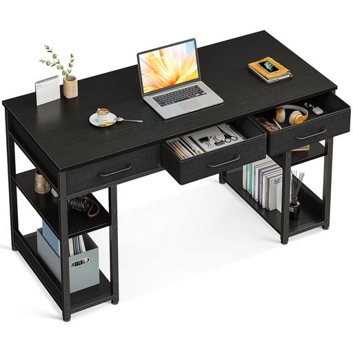 ODK 机 PCデスク パソコンデスク 幅120CM ゲーミングデスク 引き出し3杯付き ラック付きデスク 桌子 COMPUTER DESK 勉強机 ワークデスク 电脑桌 スリムデスク おしゃれ テレワーク用 省スペース 白い