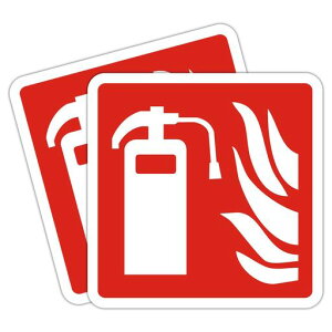 MASWATER消火器看板サインプレートステッカー消防標識12x12cmアクリル製取付簡単UV印刷防水屋内外両用2枚入り