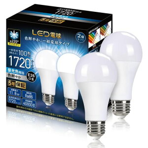 LED�d��E26����100W�`����11.8W���P�x1720lm��ʓd��(�����F)6000K�L�z���^�C�v�����F�ȃG�l���`���Ή��f�M�ގ{�H���Ή������s��2��