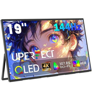 UPERFECT���o�C�����j�^�[4K19�C���`144HzQLED107.8%DCI-P3150%sRGB500nitsHDRFreeSync�Q�[�~���O���j�^�[�����X�^���h����VESA�Ή���^�T�u���j�^�[USB