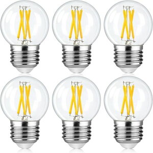 LED電球E26口金4W(40W形相当)電球色G502700Kフィラメント電球シャンデリア用エジソン電球調光対応クリア電球6個入PSE認証済