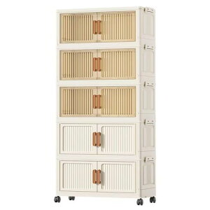 EastEamilyワードローブ収納ボックス折りたたみ式クローゼット5層大容量幅50x奥行き22x高さ105CMマグネット扉付き防塵防湿衣装ケースキャスター付き移動が簡単多機能空間活用組立簡単リビ…