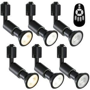PNRLUXスポットライトダクトレール照明ダクトレールライトE26口金ライティングレールLED電球付き調光調色6W(40W形相当)リモコン付き遠隔操作6個セットビーム電球天井照明角度調節可能昼光…