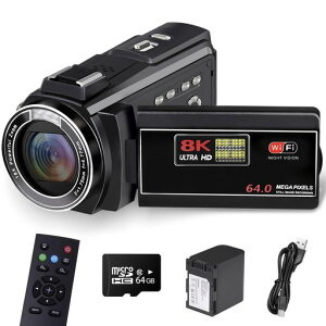 ビデオカメラ8KHDMI出力WIFI機能6400万画素18倍デジタルズームYouTubeカメラ3インチタッチモニター