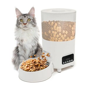 CozyMoew自動給餌器猫中小型犬用3Lステンレス製ボウル2WAY給電手動給餌内蔵式防湿ユニット?タイマー式自動餌やり機定時定量1日6食水洗い可能給餌器犬ペット猫餌入れ操作簡単お手入れ簡…