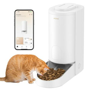 【2025新登場】MOVAPF10Pro自動給餌器猫中小型犬用タイマー式3.4L大容量定時定量1日20食鮮度保持餌詰まり防止機能水洗い可能WiFi対応2WAY給電304ステンレスボウル付き猫対応自動餌やり機手動給…