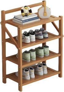 シューズラック折りたたみ式天然竹製靴箱4段幅50*23.8*60cm靴箱シューズボックス組み立て不要省スペーススリムおしゃれ折りたたみ靴棚大容量玄関収納廊下寝室部屋リビングルーム(原色4段…
