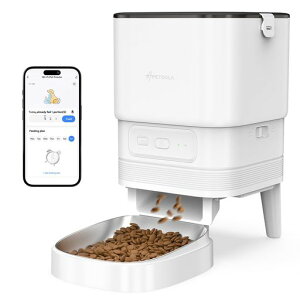 APDAPETDOLA自動給餌器猫アプリ遠隔操作えさやり器定時定量1日6食犬自動餌やり機音声録音4L容量鮮度保持2WAY給電WiFi式スマホ遠隔操作操作簡単猫中小型犬用iOSAndroid対応FDG30ホワイト