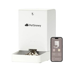 PetSnowy「おいしさ長持ち」自動給餌器猫自動餌やり機スマホ管理定時定量手動給餌可1日10食2WAY給電日本語対応iOS/Androidアプリ4L中小型猫犬用「ホワイト」