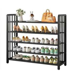 KASYANKAシューズラック下駄箱靴ラック靴収納15-30足靴入れ高さ調整可能おしゃれ5段頑丈大容量省スペース組み立て簡単玄関収納ブラック幅100cmX奥行29X高さ88CM