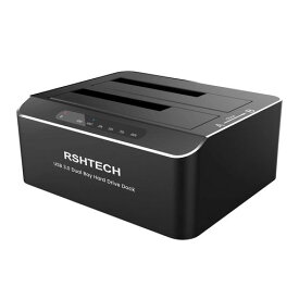 HDDスタンドRSHTECHアルミ製USB3.0接続UASP対応2.5と3.5型SATAHDDSSDクローン2x16TB対応オフラインクローン機能と自動スリープ機能付き工具不要(RSH-DS01)